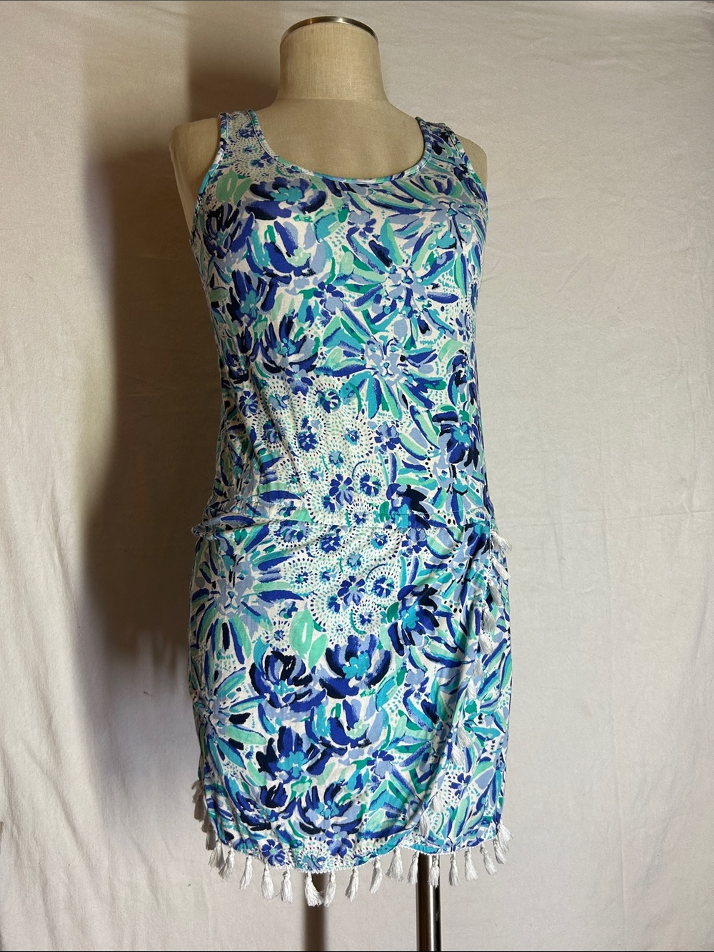 Lilly Pulitzer Blue & Green Floral Tank Cover-Up Dress